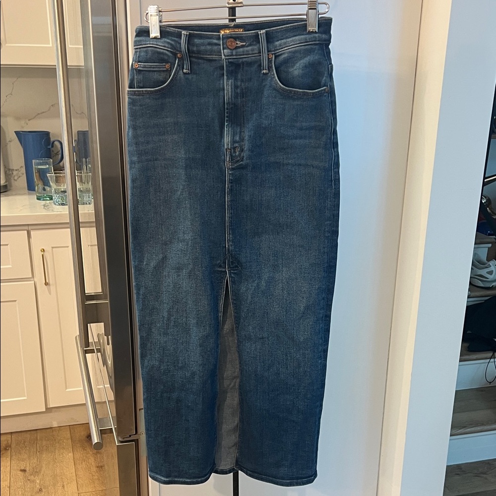 MOTHER sold out Dark Blue Denim long Skirt with Front Slit. Sz